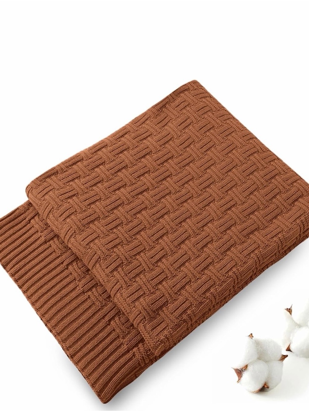 Cozy Woven Knit Blanket in Warm Brown